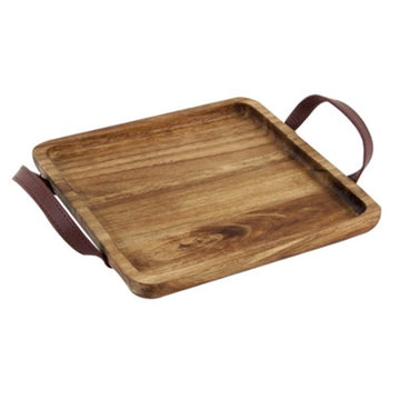 20.5cm Acacia Wood Square Tray with Handle