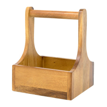 Acacia Wood Tabletop Condiment Holder With Handle
