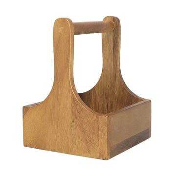 Acacia Wood Tabletop Condiment Holder With Handle