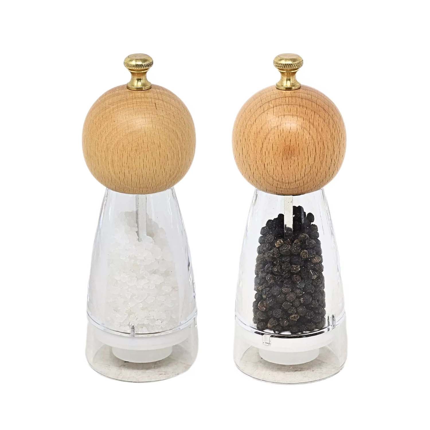 17cm Clear Plastic Salt & Pepper Mill Set