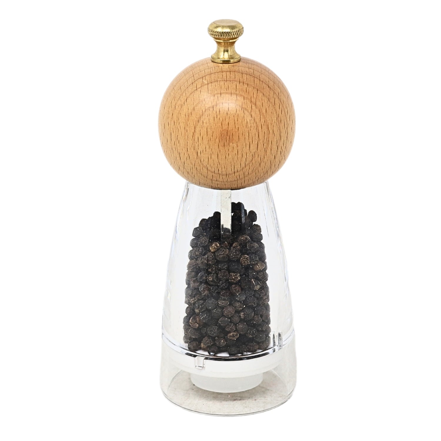 17cm Acrylic Beech Pepper Mill with Golden Knob