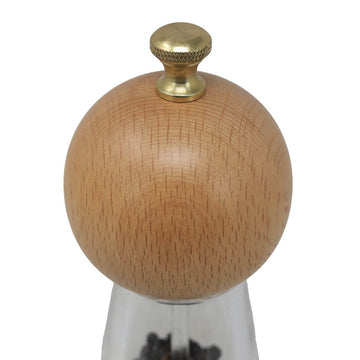 17cm Acrylic Beech Pepper Mill with Golden Knob