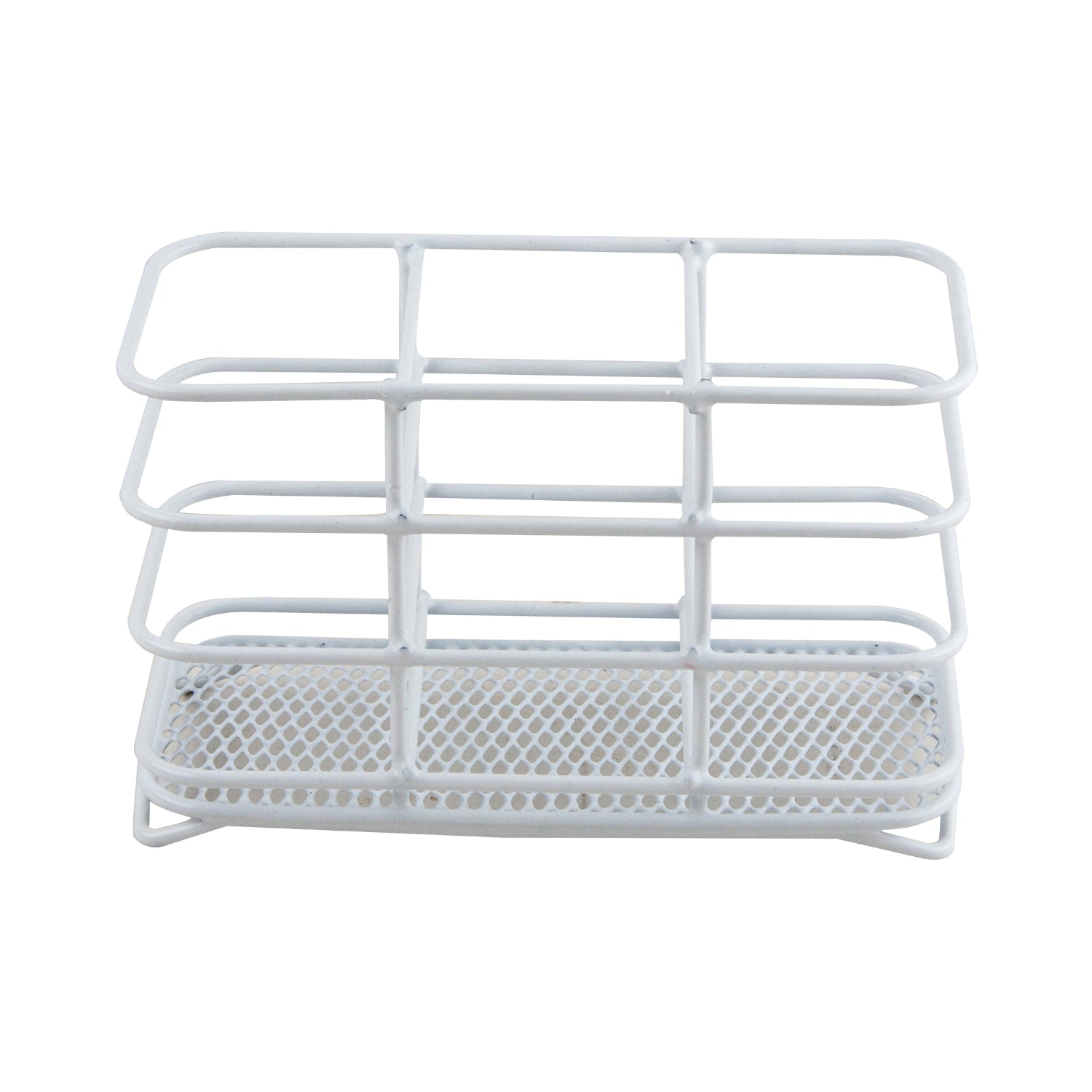 White Coated Steel Mesh Cutlery Drainer