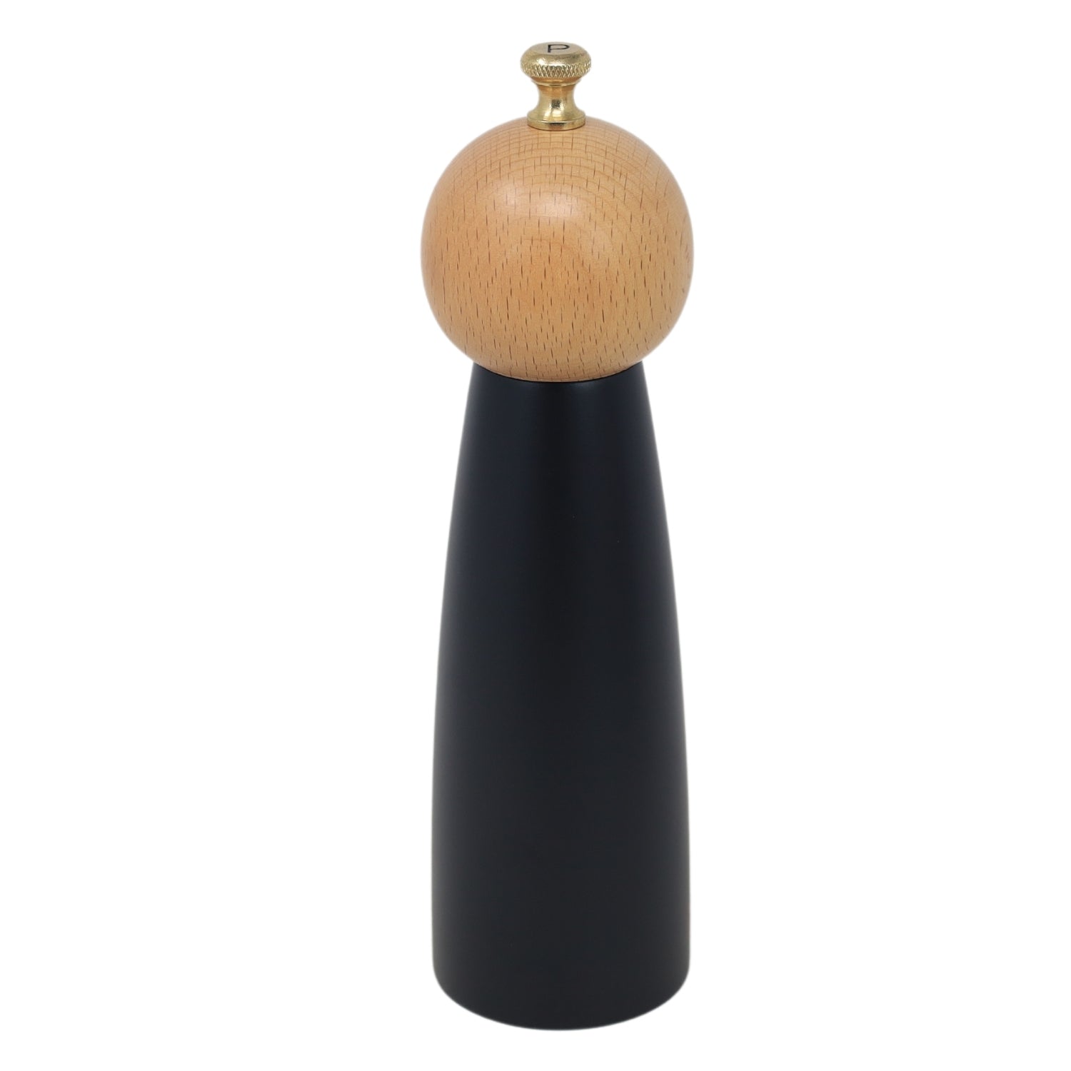 20cm Black Wooden Pepper Mill with Golden Knob