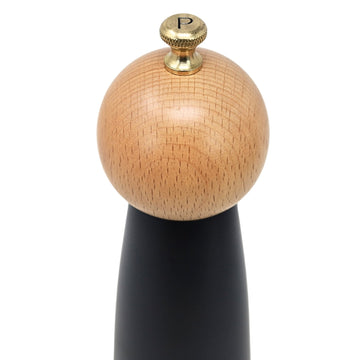 20cm Black Wooden Pepper Mill with Golden Knob