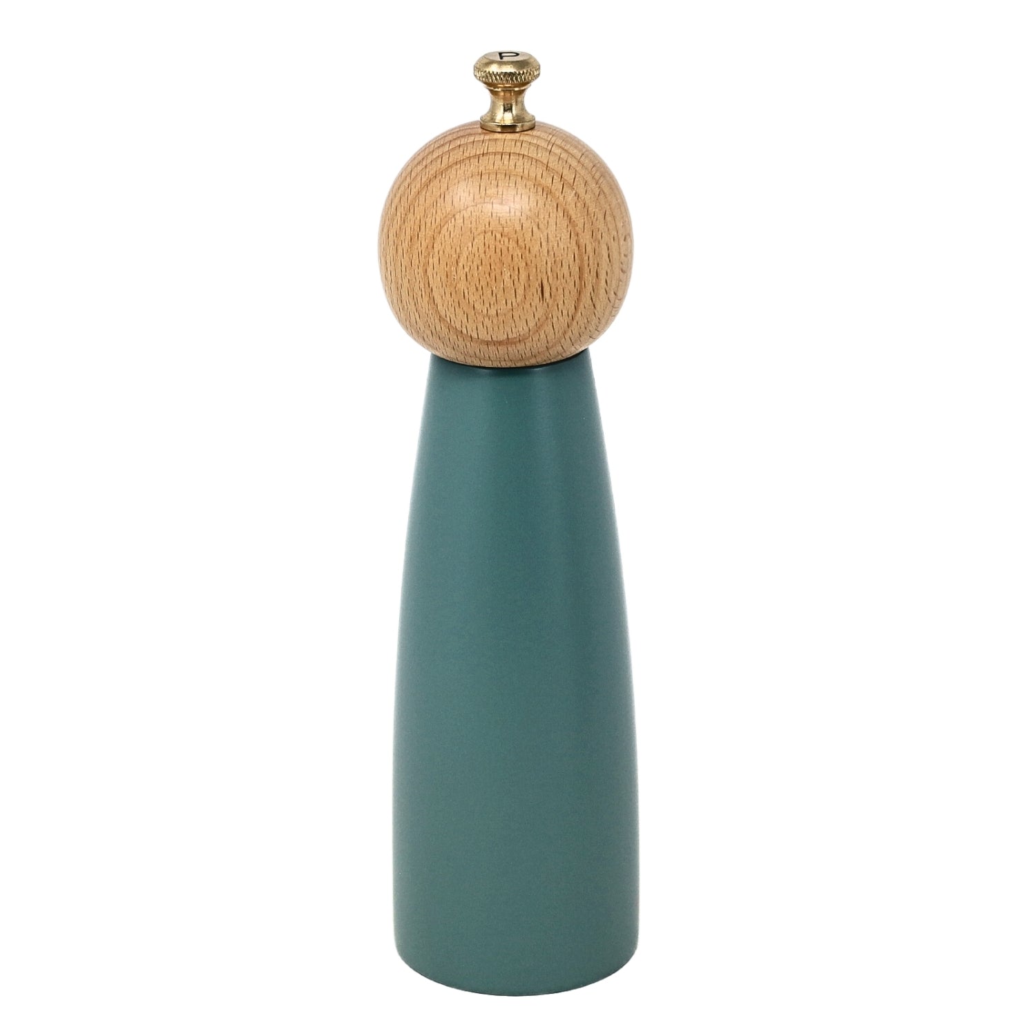 20cm Ivy Green Wooden Pepper Mill with Golden Knob