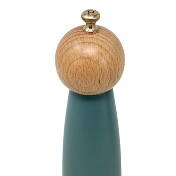 20cm Ivy Green Wooden Pepper Mill with Golden Knob