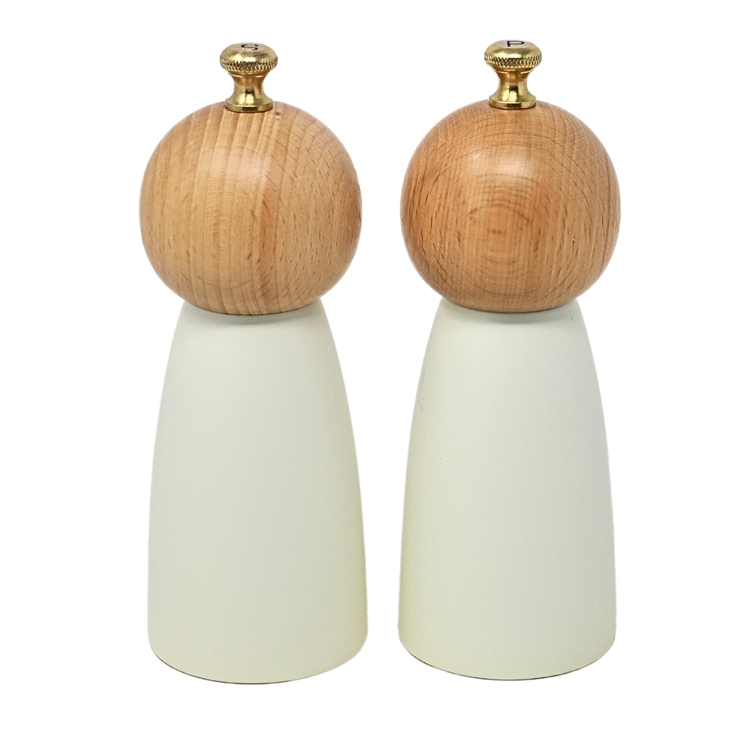 17cm Cream Wooden Salt & Pepper Mill Set