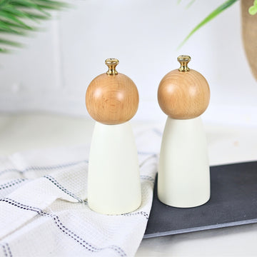 17cm Cream Wooden Salt & Pepper Mill Set