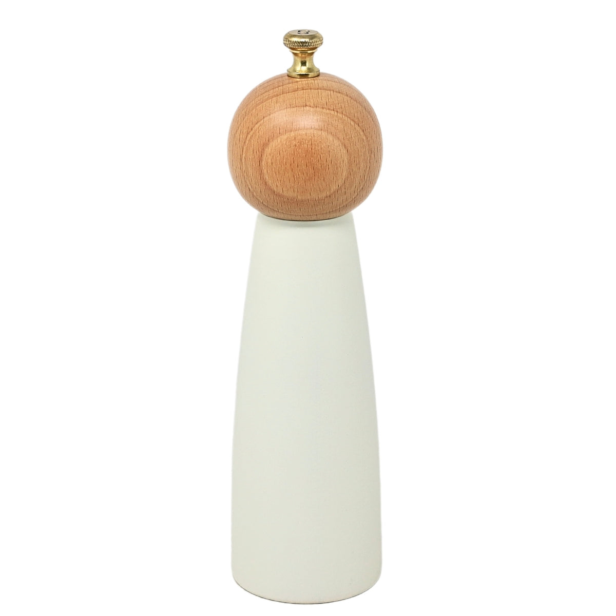 20cm Cream Brown Wooden Salt Mill with Golden Knob