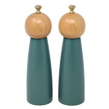 20cm Ivy Green Wooden Salt & Pepper Mill Set