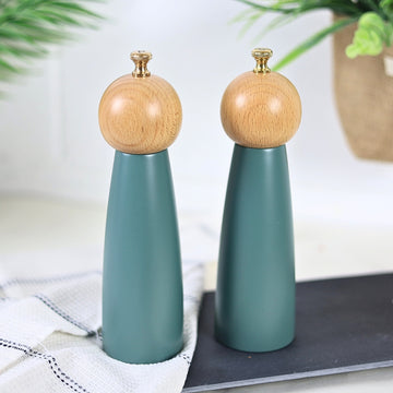 20cm Ivy Green Wooden Salt & Pepper Mill Set