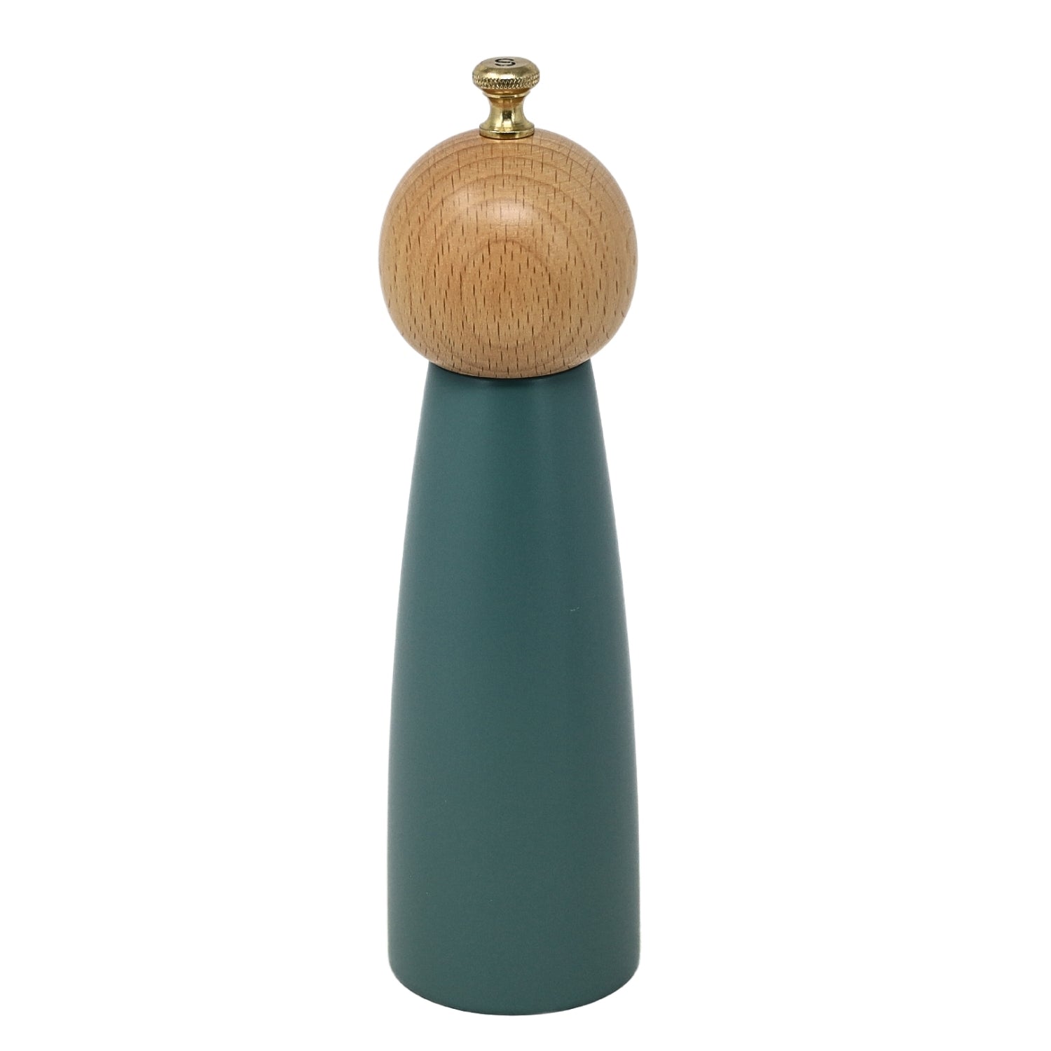 20cm Ivy Green Wooden Salt Mill with Golden Knob