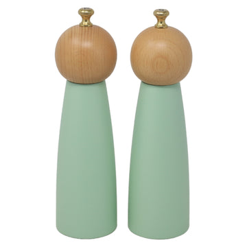 20cm Mint Green Wooden Salt & Pepper Mill Set