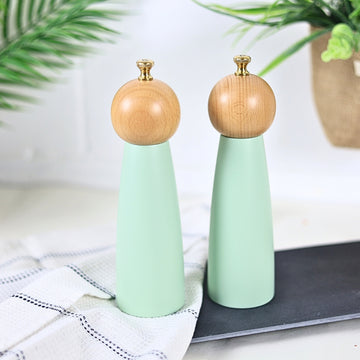 20cm Mint Green Wooden Salt & Pepper Mill Set