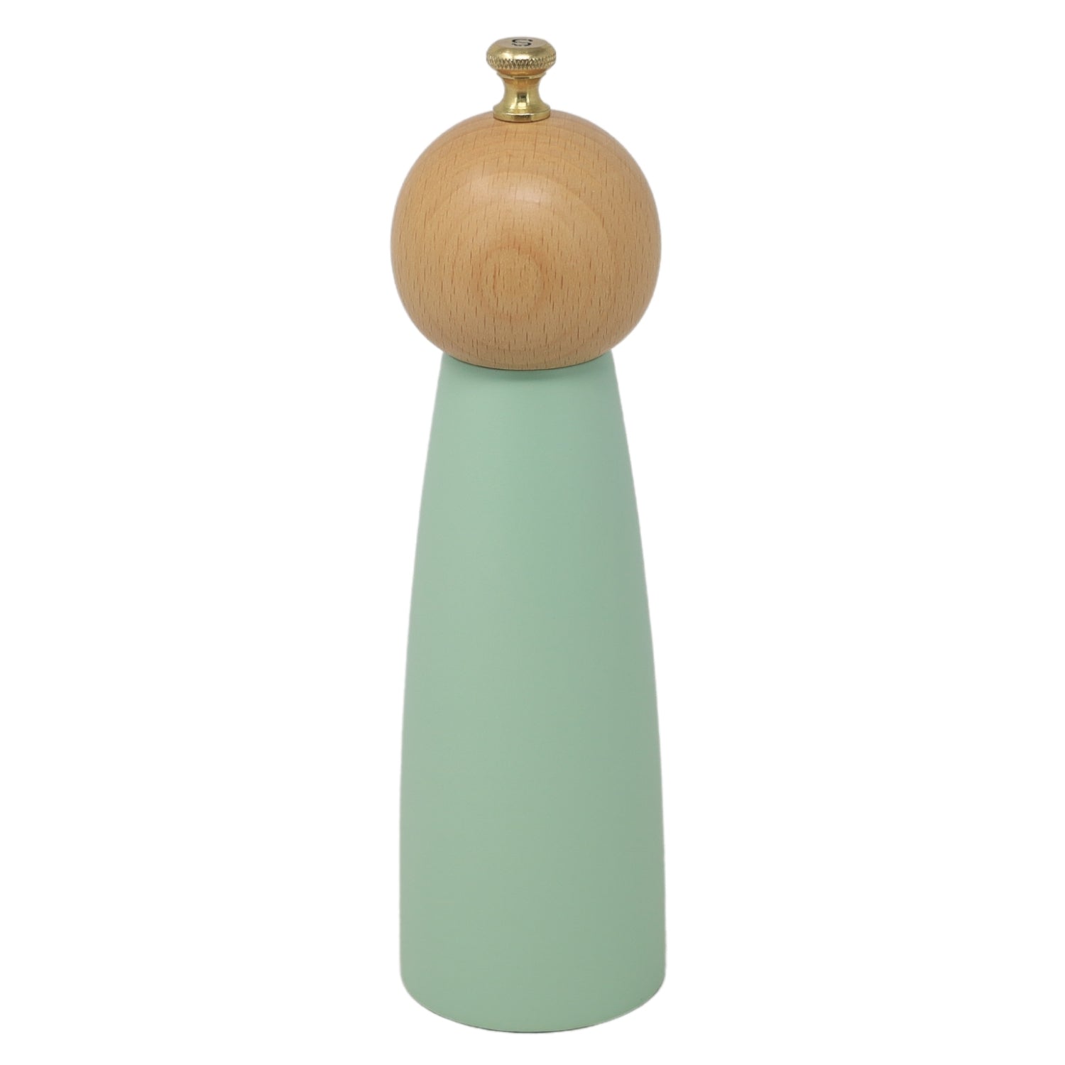 20cm Mint Green Wooden Salt Mill with Golden Knob