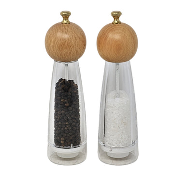 22cm Clear Plastic Salt & Pepper Mill Set