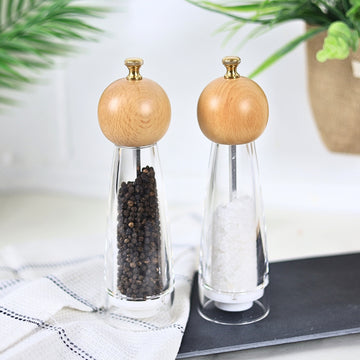 22cm Clear Plastic Salt & Pepper Mill Set