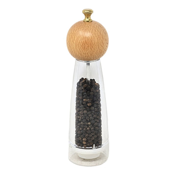 22cm Acrylic Beech Pepper Mill with Golden Knob