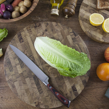 25cm Round Teak Endgrain Wood Worktop Saver Chopping Board
