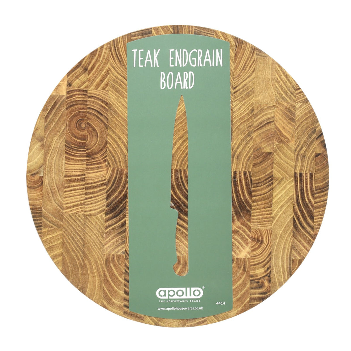 25cm Round Teak Endgrain Wood Worktop Saver Chopping Board