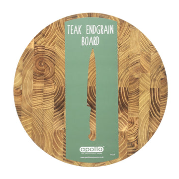 25cm Round Teak Endgrain Wood Worktop Saver Chopping Board