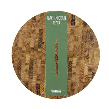35cm Round Teak Endgrain Wood Worktop Saver Chopping Board