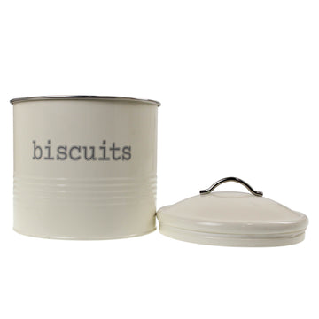 Round Cookie Biscuit Canister Cream