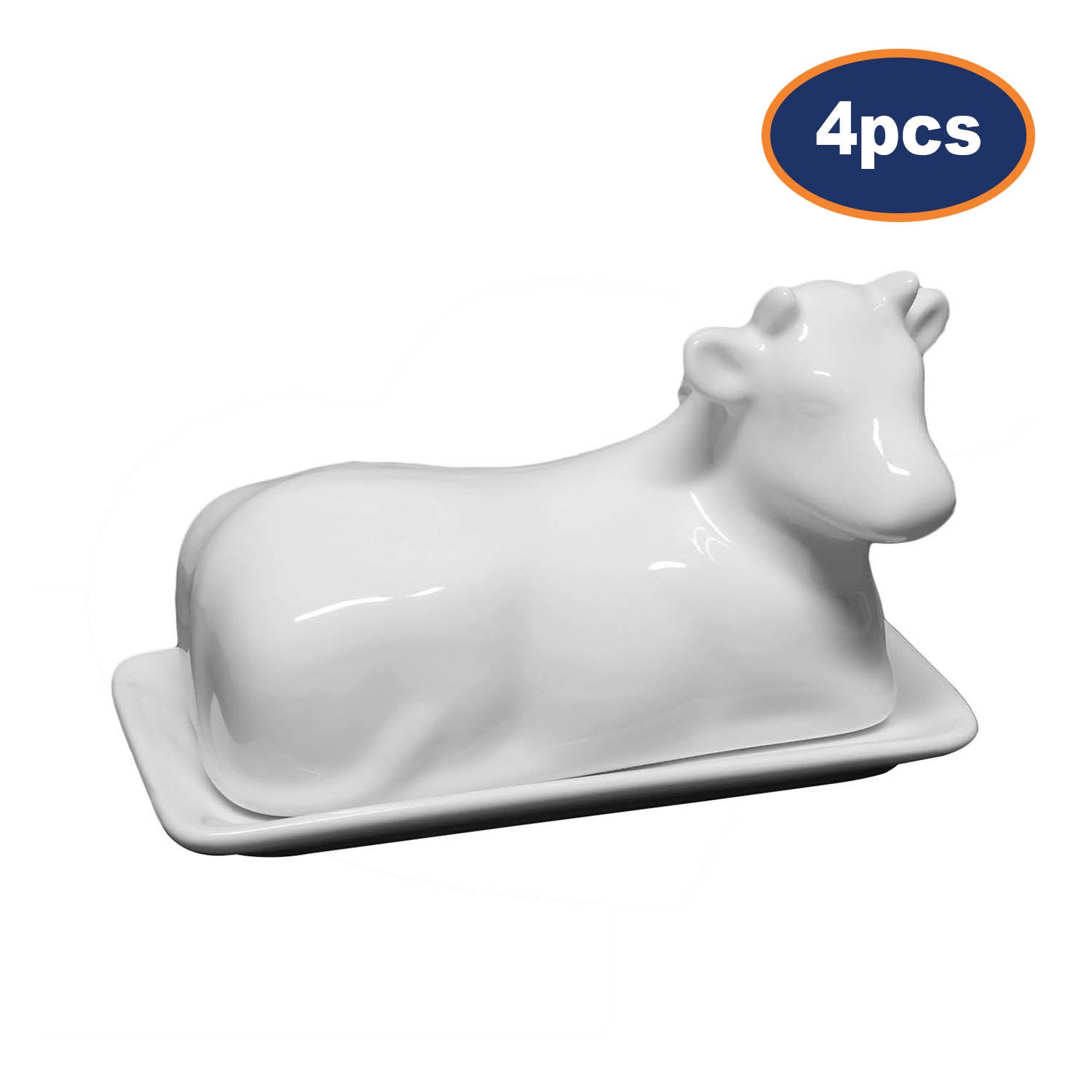 4Pcs Porcelain Cow Belly Design Cover Butter Dishes