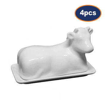4Pcs Porcelain Cow Belly Design Cover Butter Dishes
