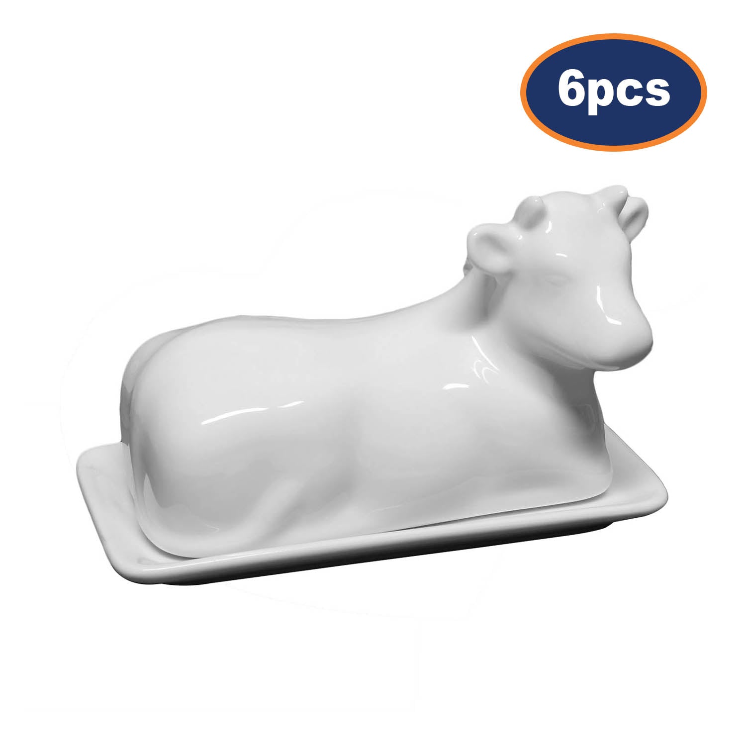 6Pcs Porcelain Cow Belly Design Cover Butter Dishes
