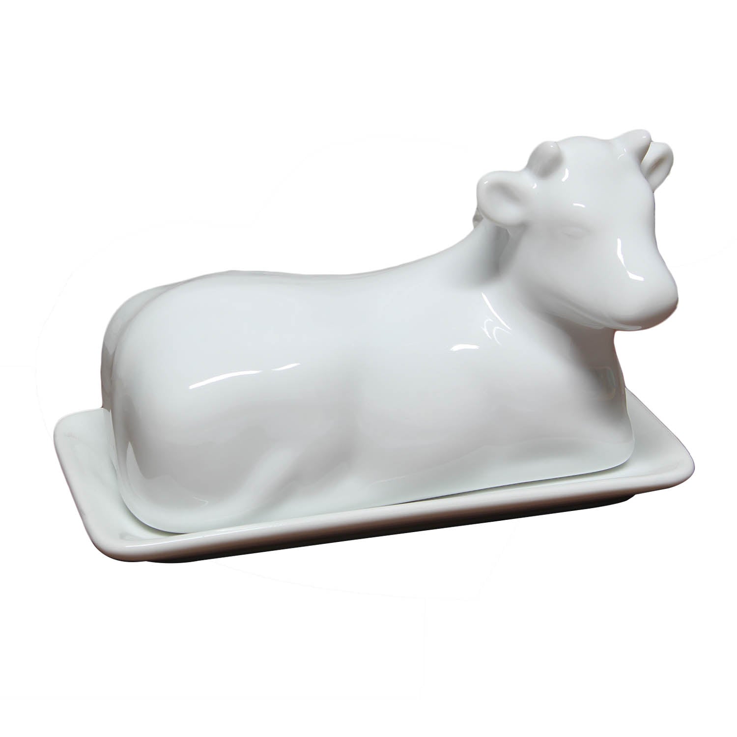 Porcelain Cow Belly Shape Covered Butter Dish