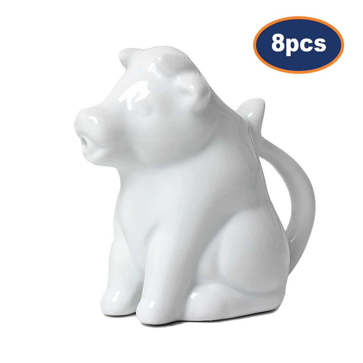 8Pcs 50ml White Porcelain Cow Design Milk Jug With Handle