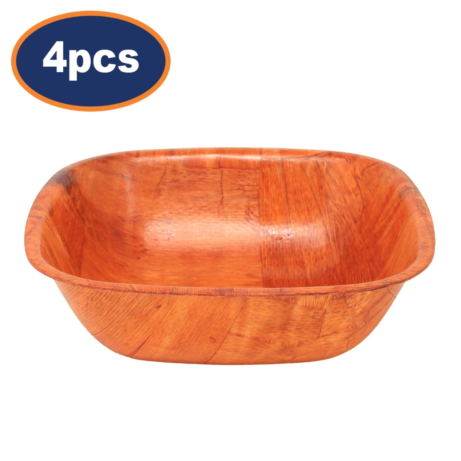 2Pcs 15cm Woven Pattern Wood Bowl