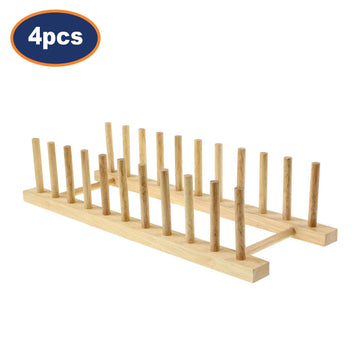 4Pcs 10-Plate Beech Wood Rack Drainer