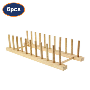 6Pcs 10-Plate Beech Wood Rack Drainer