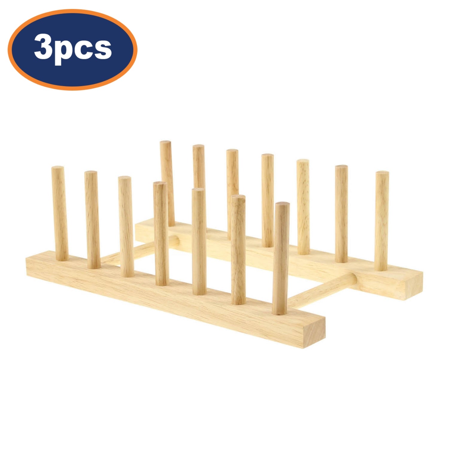 3Pcs Beech Wood 6 Plate Dish Drying Racks