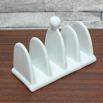 4 Slice Fine Porcelain White Toast Bread Rack