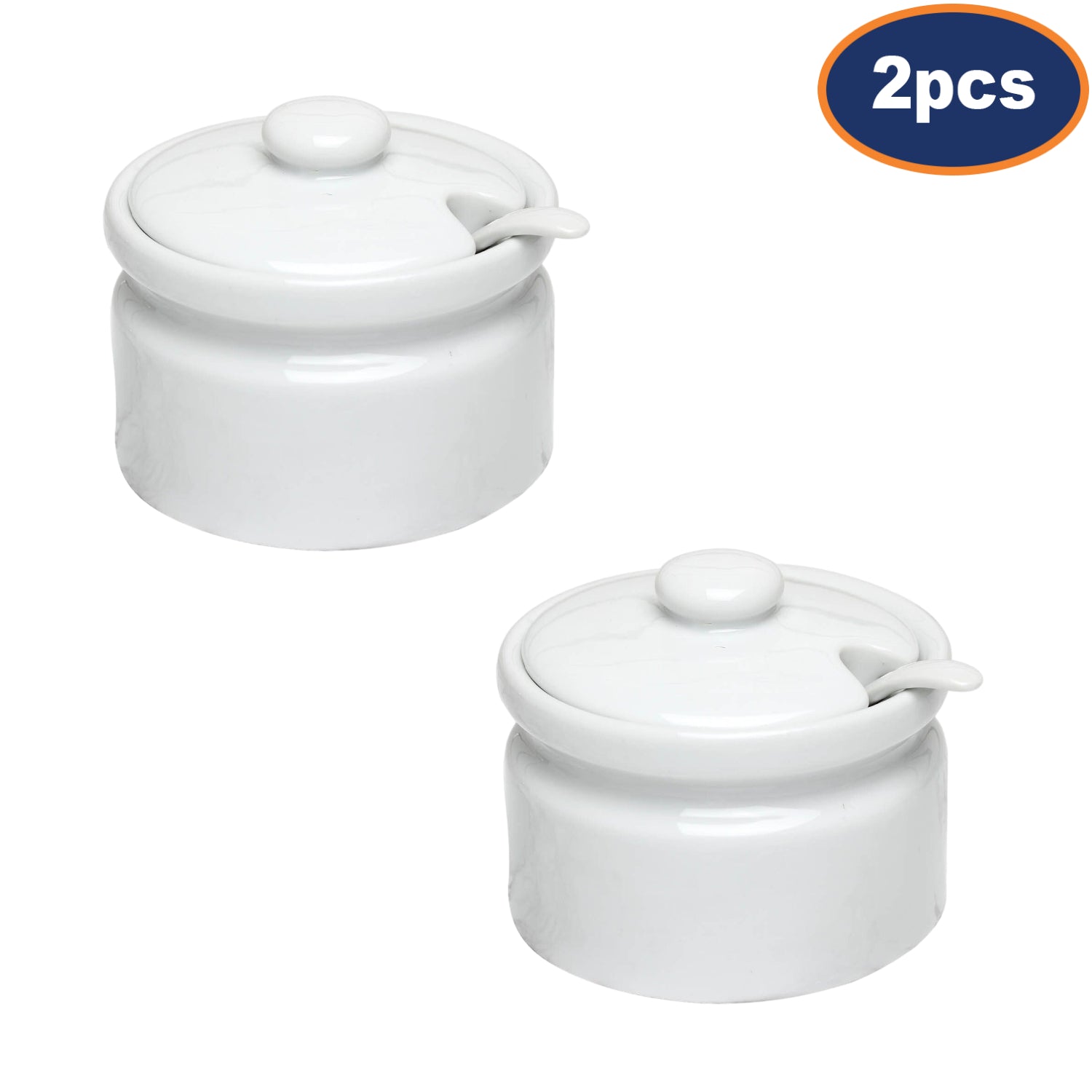 2Pcs 175ml Porcelain White Ceramic Container with Lid and Spoon