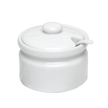 2Pcs 175ml Porcelain White Ceramic Container with Lid and Spoon