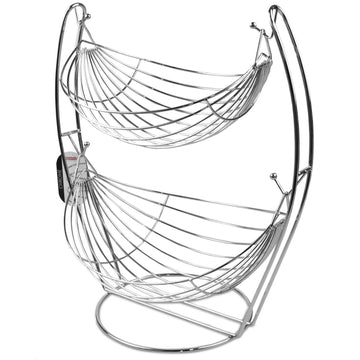 2 Tier Swing Vegetable Fruit Basket Rack Metal