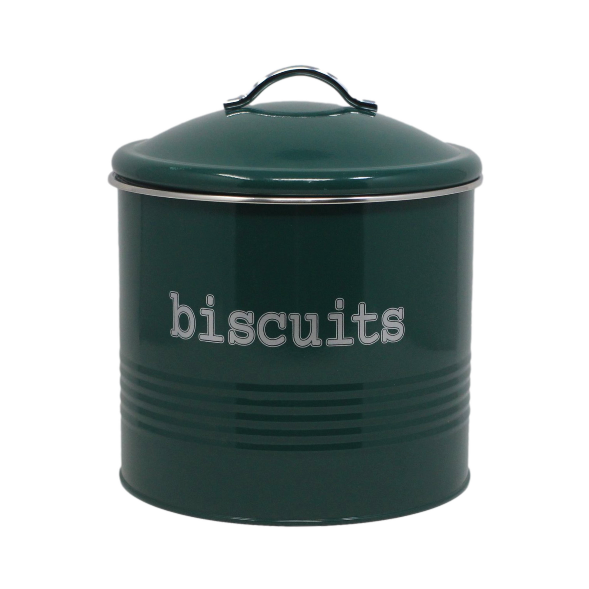 Green Tin Biscuit Container With Lid