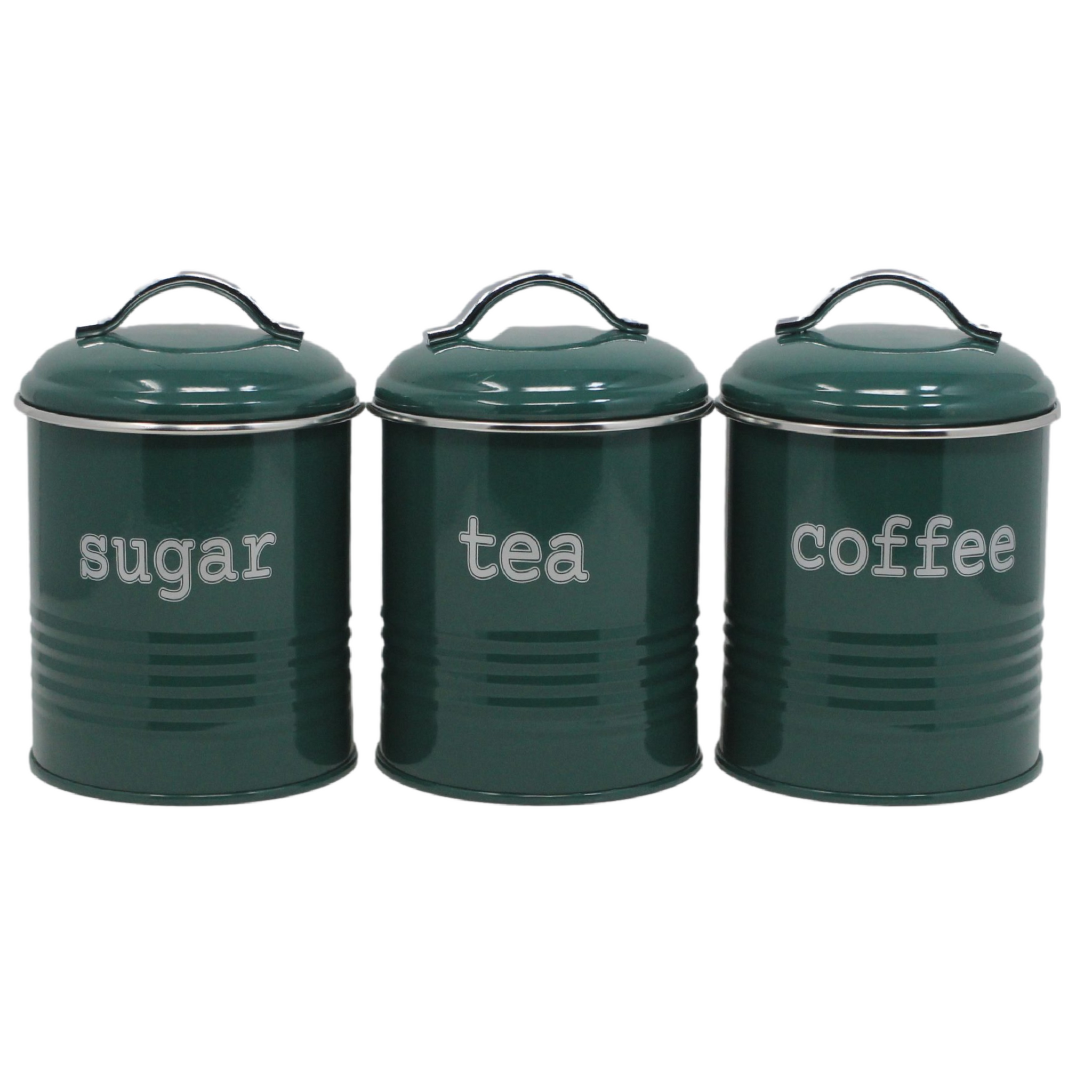 Tea Coffee Sugar Canister Set Green