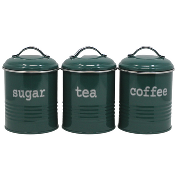 Tea Coffee Sugar Canister Set Green