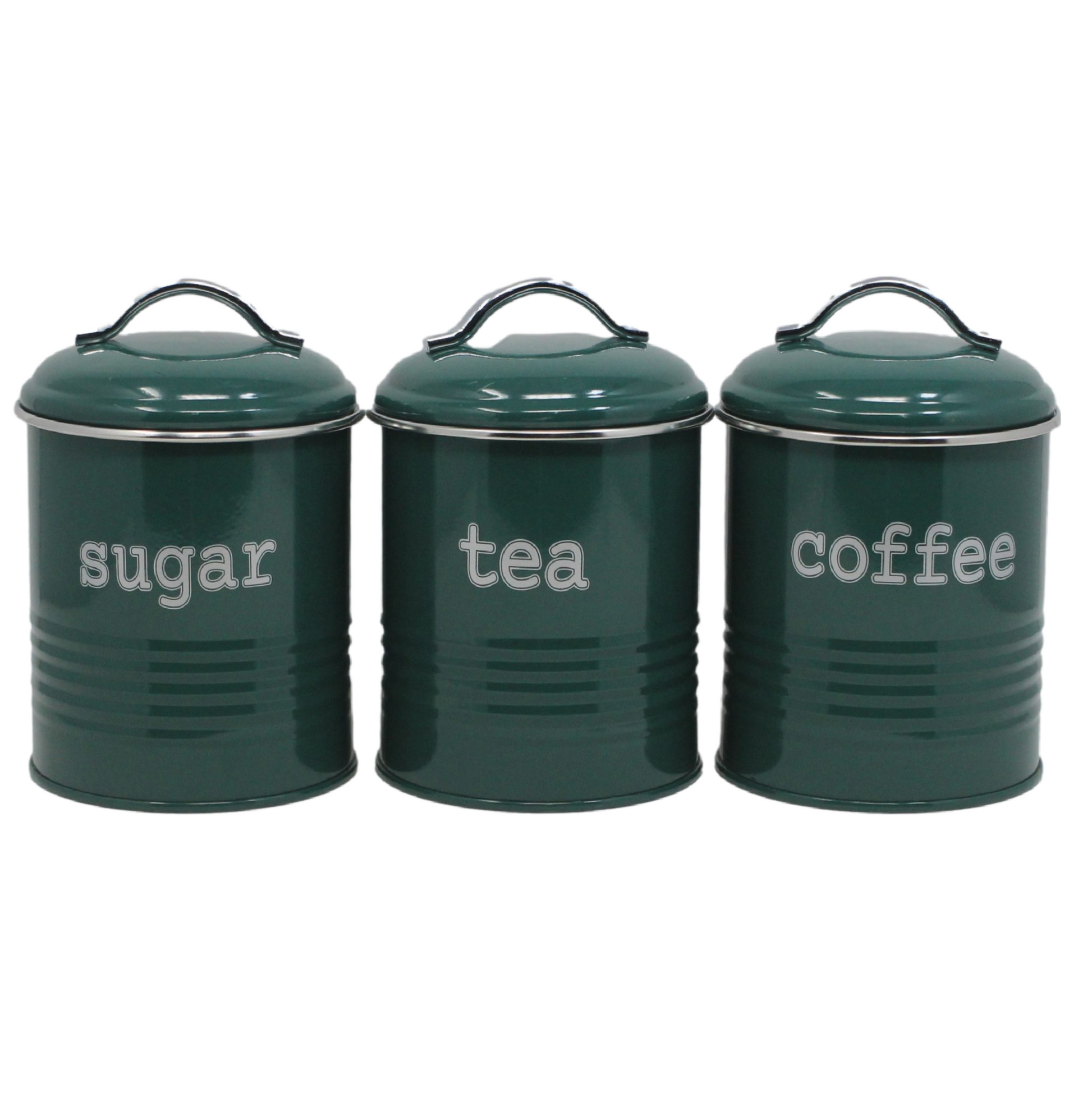 Tea Coffee Sugar Canister Set Green