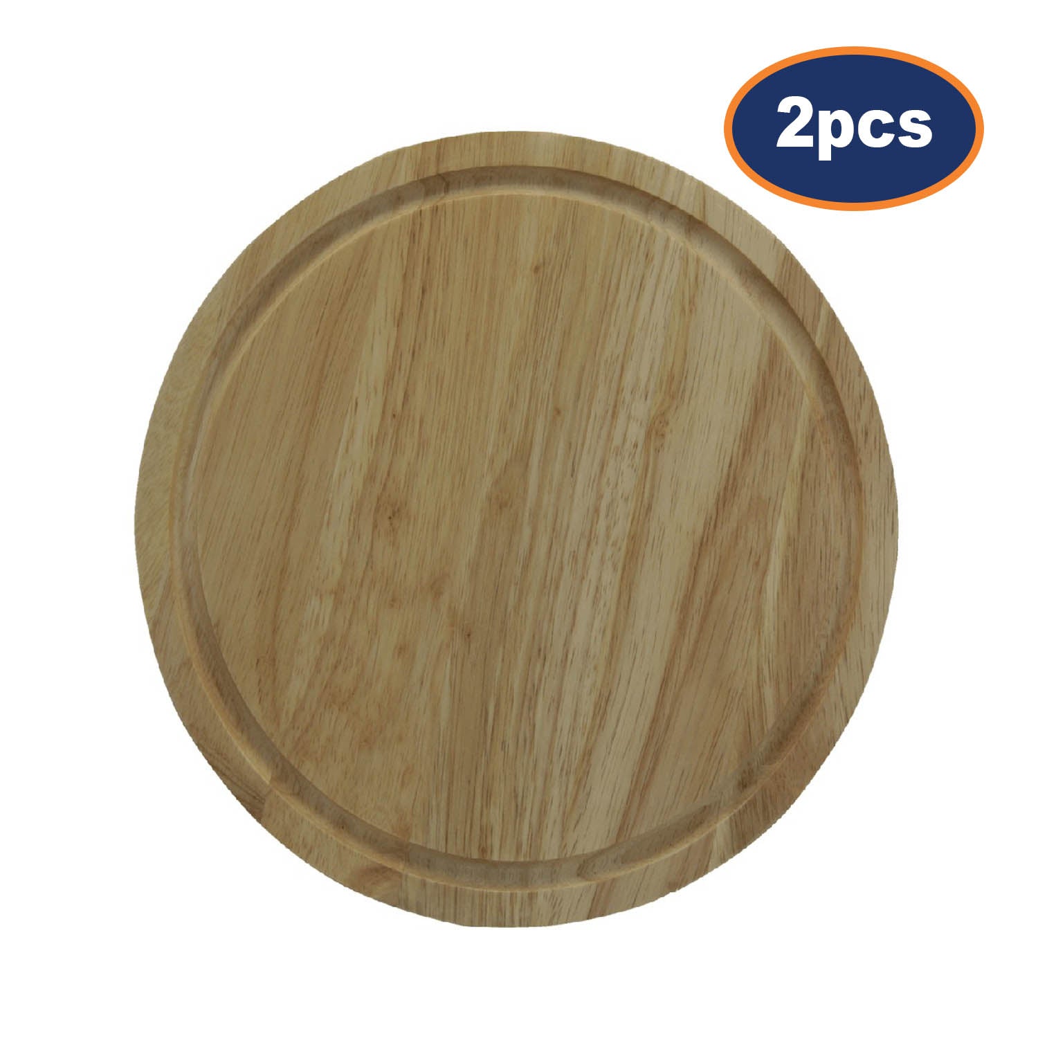 2Pcs 25cm Round Wooden Chopping Boards