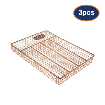 3Pcs 5 Compartment Copper Cutlery Utensil Trays