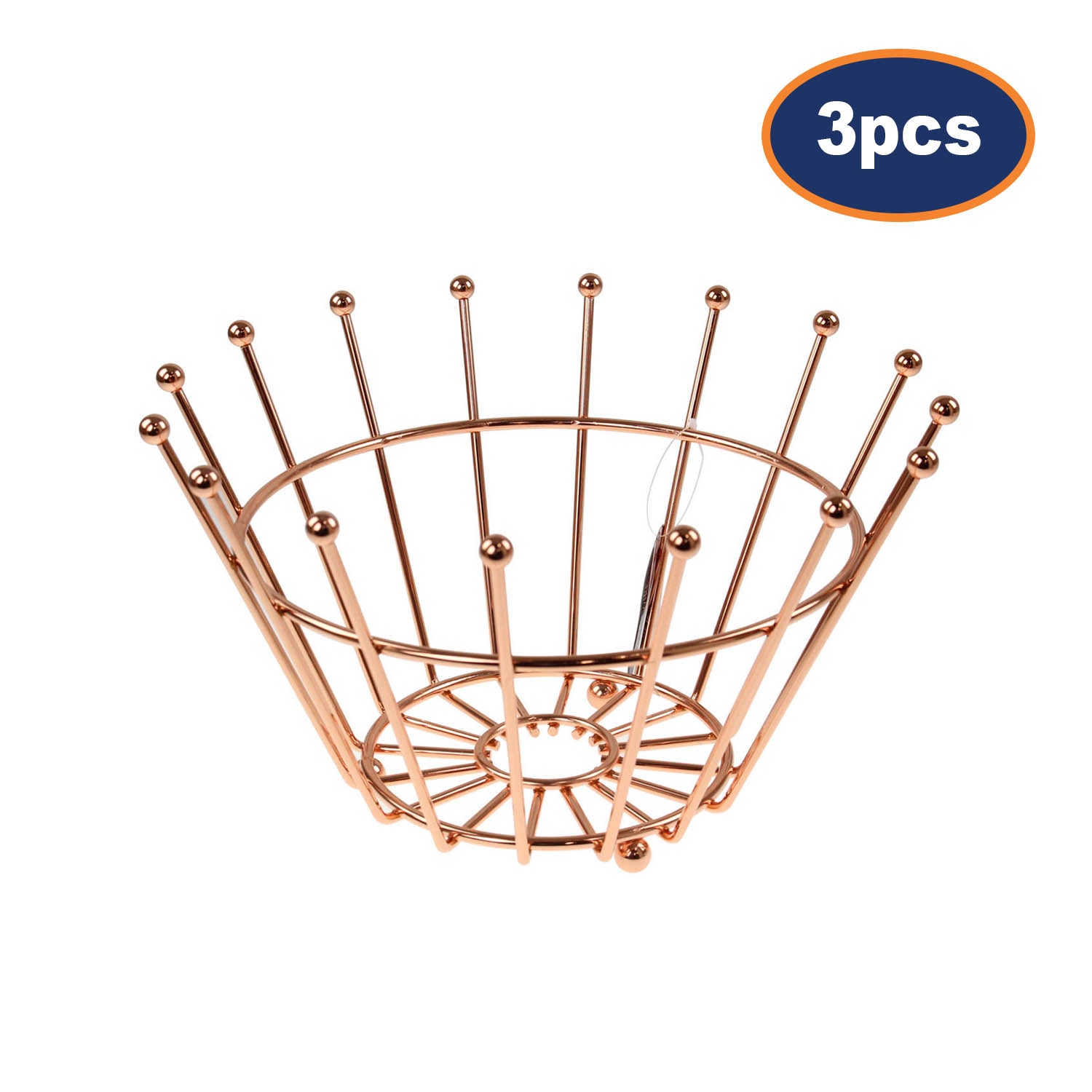 3Pcs Copper Crown Bowl Basket Fruit Vegetable Holder