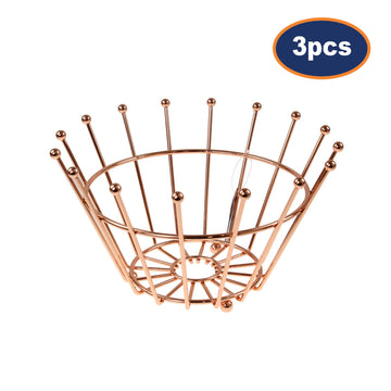 3Pcs Copper Crown Bowl Basket Fruit Vegetable Holder