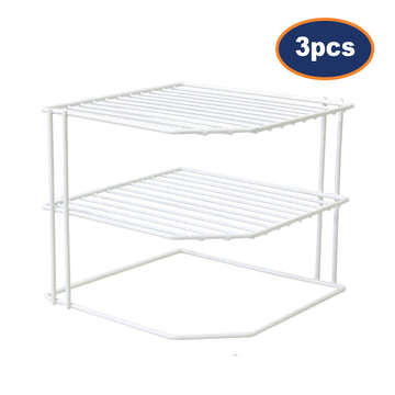 3Pcs 2 Tier Plate Holder Organizer Rack Stand